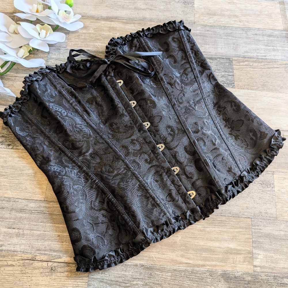 Black Corset With Boning Size L EUC